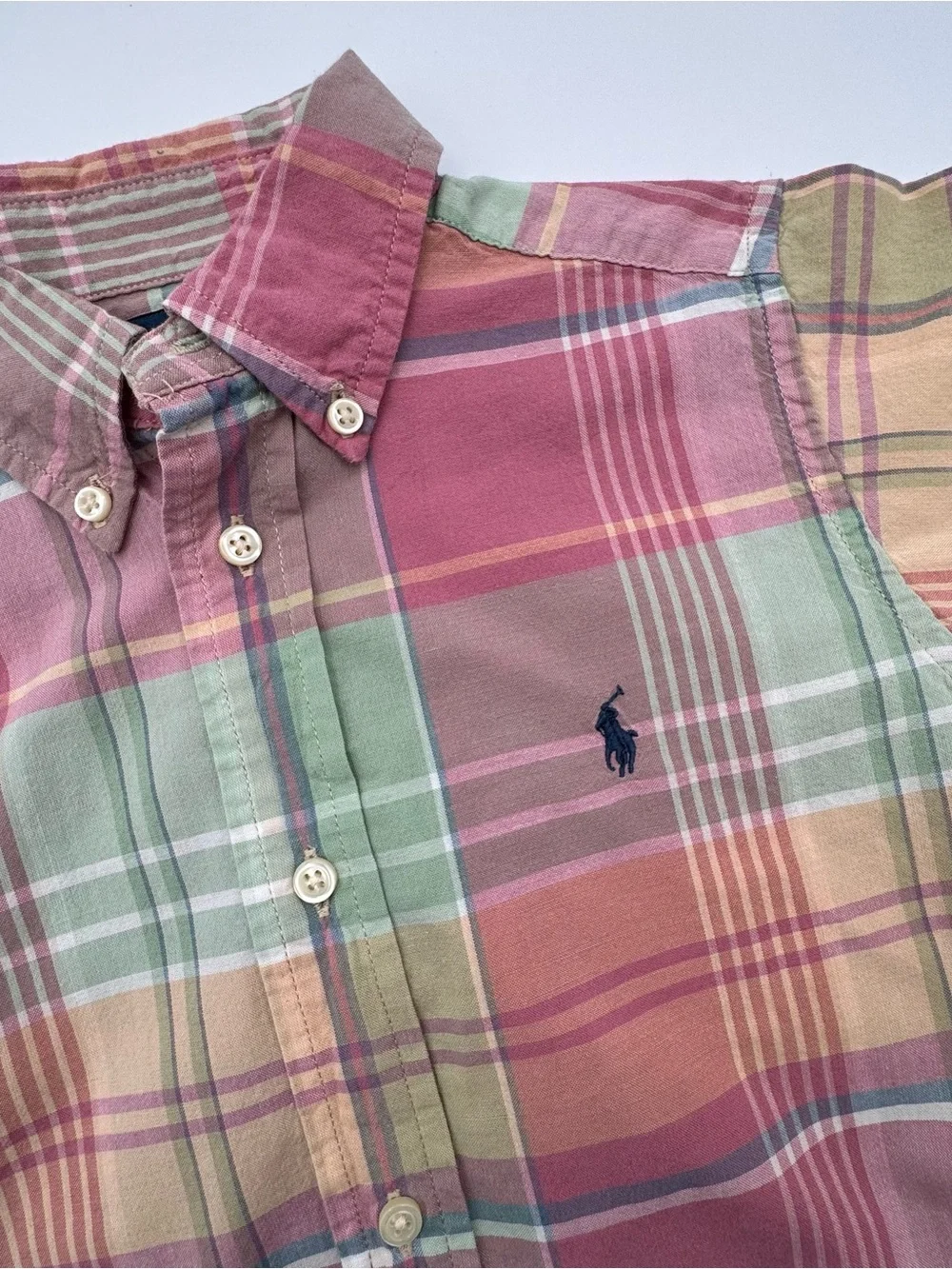 Polo by Ralph Lauren Boy’s Pink & Green Plaid Button-Down Shirt